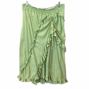 Free People Green Ruffled Layered Midi Skirt 12